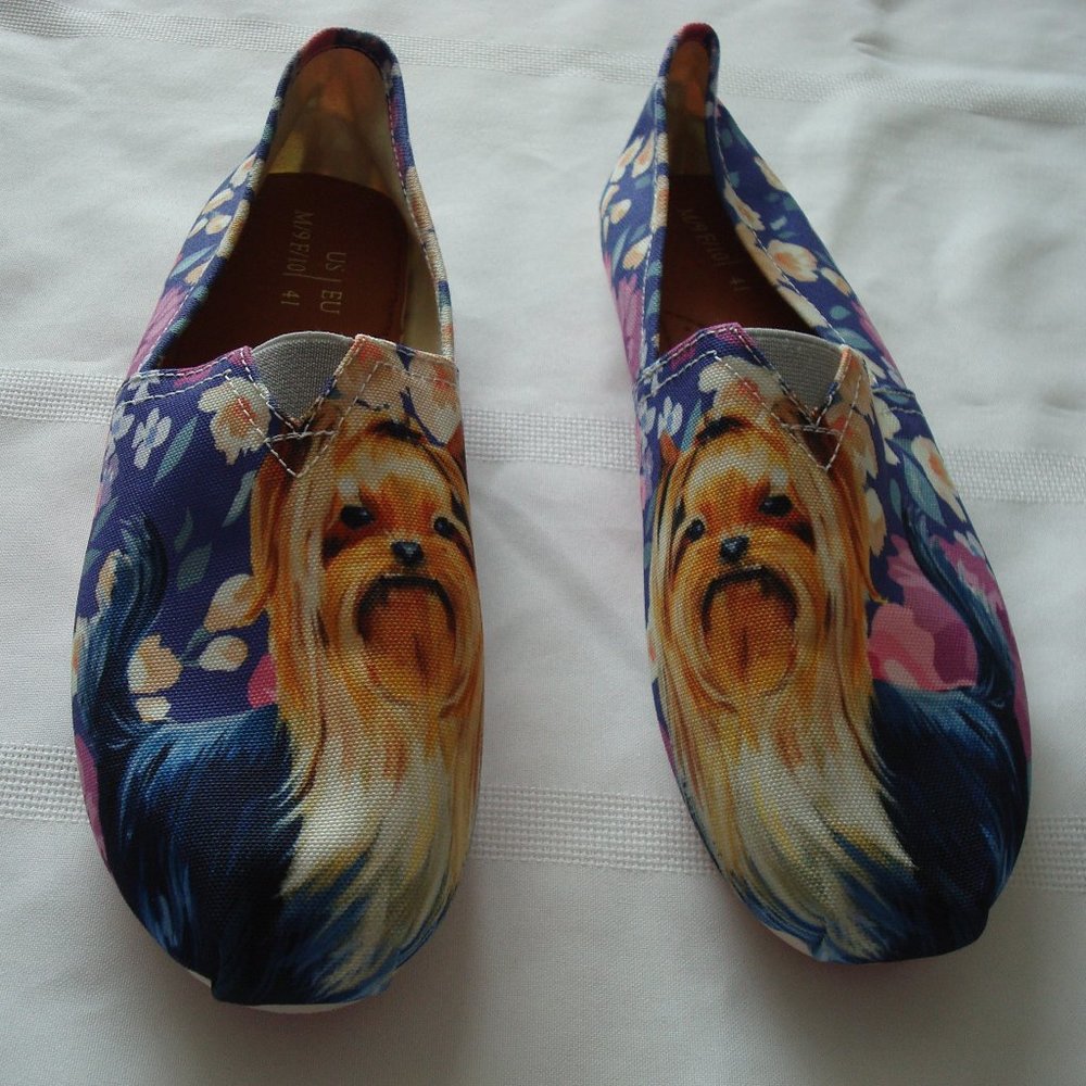 Ladies Yorkie canvas print shoes
